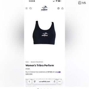 Women's Black Tribra Perform Sports Bra XS